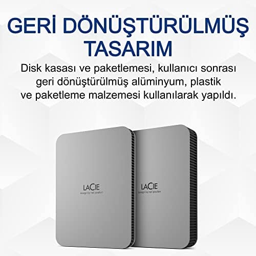 LaCie Mobile Drive Moon 1TB, Harici Taşınabilir HDD, Silver, PC Mac iPad & iPhone, Data Rescue Service (STLP1000400) - Seçenekler: 1TB, 5TB