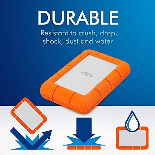 Lacie Rugged Mini 2 TB taşınabilir harici sabit disk, 2,5 inç, PC ve Mac, USB-C w/o USB-A kablosu dahil, 2 yıl kurtarma hizmet - Seçenekler: 2TB, 500GB, 1 TB, 1TB, 4TB, Rugged Mini, Rugged Mini SSD...
