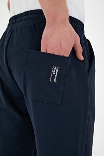 Lacivert Erkek Eşofman Altı Etiketli Arka ve Yan Cepli Regular Fit Lastik Paça