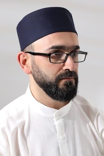 Lacivert Kapitone Osmanlı Tuğrası Nakışlı Kalıp Namaz Takkesi