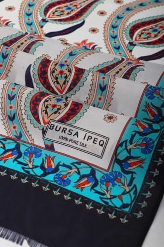 Lacivert Turkuaz Sıra Lale Vual Fular