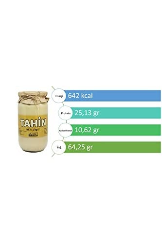 Laçoko 1 Kg Cam Kavanoz Tahin -%100 Doğal - Şekersiz- Katkısız - Veganlara Uygun - İnce Öğütülmüş Susam - Geleneksel Lezzet - Kahvaltı İçin İdeal - Pekmezle Karıştırılabilir - Demir Kaynağı