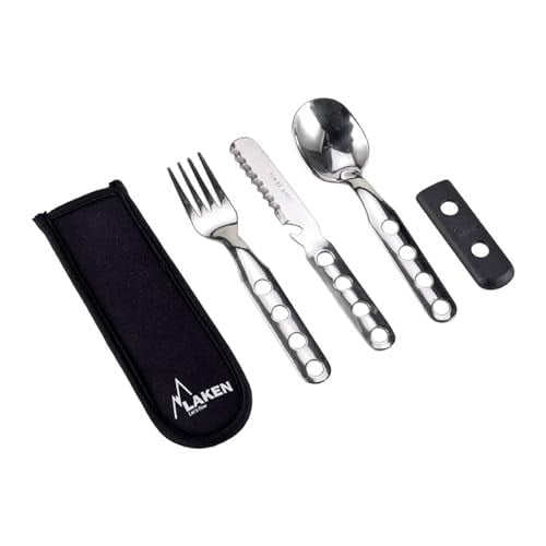 Laken Lk1410Fn Çelik Çatal Kaşık Bıçak 3Lü Set Ve Neopren Kılıflı, Gri