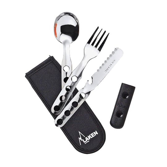Laken Lk1410Fn Çelik Çatal Kaşık Bıçak 3Lü Set Ve Neopren Kılıflı, Gri