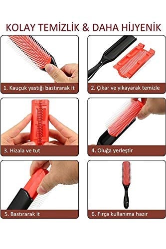 LAND OF MYTH - LOM1211 Styling Brush 9 Sıra Şekillendirme Fırçası Curly Girl Kıvırcık Kız Metodu Fırçası (Siyah)