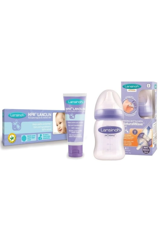 Lansinoh Lanolin Göğüs Ucu Kremi 40 ml ve Lansinoh mOmma Biberon Naturalwave ile Uyumlu Set