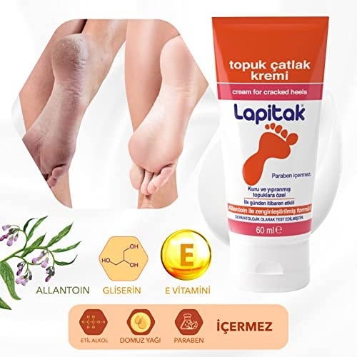 Lapitak Topuk Çatlak Kremi 60ml - Ayak Kremi - Ayak Bakımı - Ayaklardaki Çatlakları Engenlemeye Yardımcı olur. Kuru ve Yıpranmış Ayaklarda 24 saat içinde etkisi hissedilir.