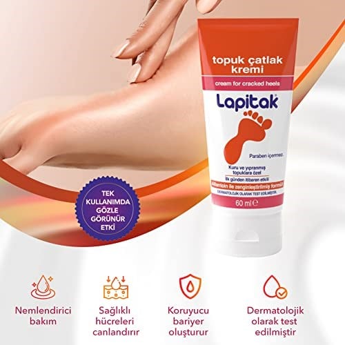 Lapitak Topuk Çatlak Kremi 60ml - Ayak Kremi - Ayak Bakımı - Ayaklardaki Çatlakları Engenlemeye Yardımcı olur. Kuru ve Yıpranmış Ayaklarda 24 saat içinde etkisi hissedilir.