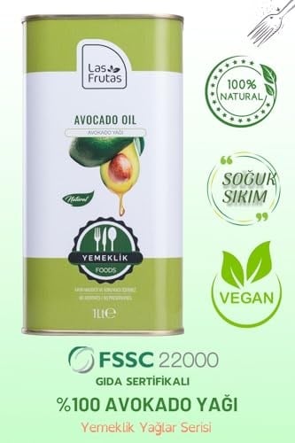 Las Frutas Yemeklik Avokado Yağı 1 Lt –%100 Doğal, Yüksek Isıya Dayanıklı, Soğuk Sıkım