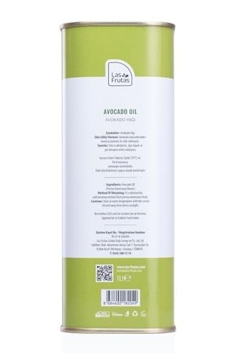 Las Frutas Yemeklik Avokado Yağı 1 Lt –%100 Doğal, Yüksek Isıya Dayanıklı, Soğuk Sıkım