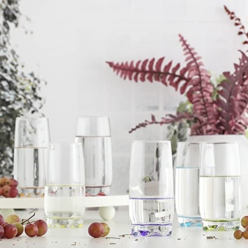 lav Sapsız Cam Şampanya Flüt Seti - Renkli İçme, Kokteyl, Su Bardakları 368 ml - Prosecco, Mimoza - Düğün, Gelin için Şeffaf Kristal Şarap Barı Bardakları (Güncellenmiş Tasarım | Büyük 368 g)