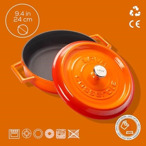 Lava Döküm Çok Amaçlı Yayvan Tencere 24 cm Turuncu - Lv Y St 24 K2