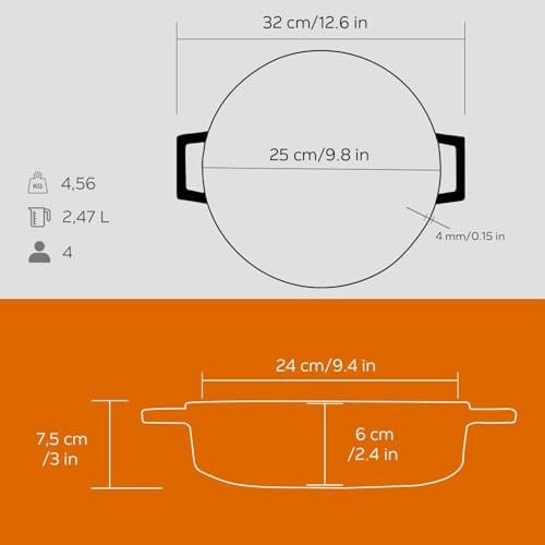 Lava Döküm Çok Amaçlı Yayvan Tencere 24 cm Turuncu - Lv Y St 24 K2