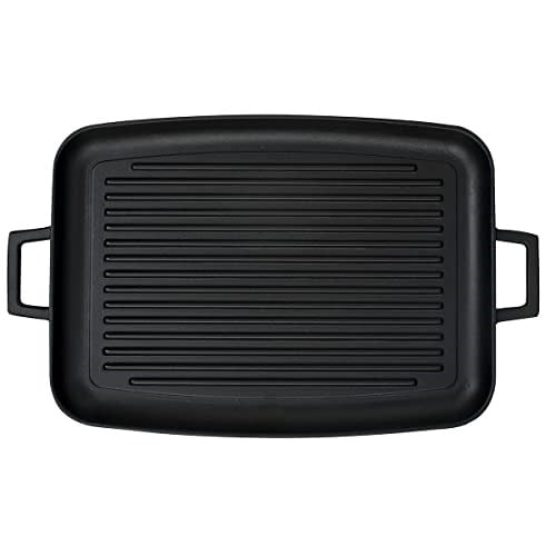 Lava Döküm Grill Tepsi, Izgara yüzeyli, Metal Kulplu, 31x42cm