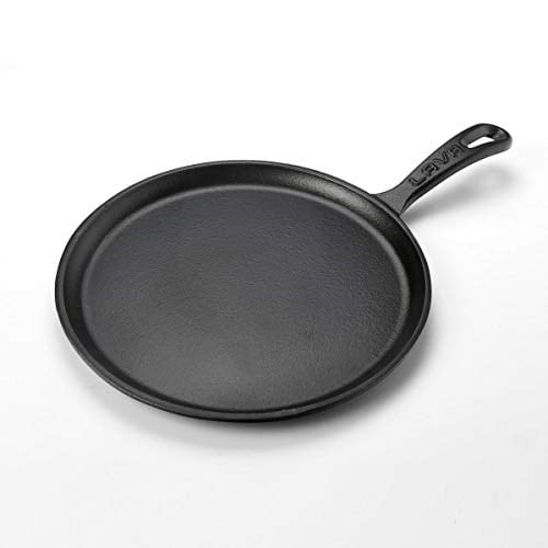 Lava Döküm Krep / Pizza / Pancake Tavası, Yuvarlak, Metal Saplı, 26cm, Siyah - Bedenler: Ahşap Altlıklı, Standart, 26 cm, 20 cm