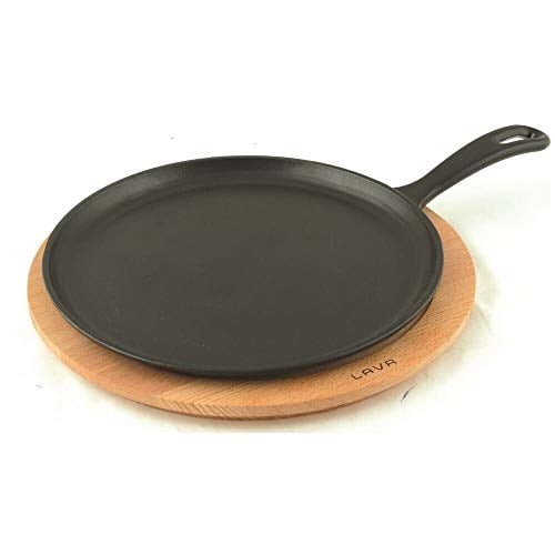 Lava Döküm Krep / Pizza / Pancake Tavası, Yuvarlak, Metal Saplı, 26cm, Siyah - Bedenler: Ahşap Altlıklı, Standart, 26 cm, 20 cm