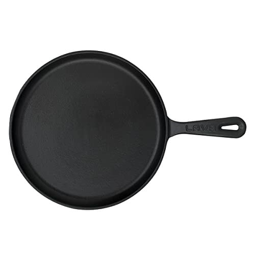 Lava Döküm Krep / Pizza / Pancake Tavası, Yuvarlak, Metal Saplı, 26cm, Siyah - Bedenler: Ahşap Altlıklı, Standart, 26 cm, 20 cm