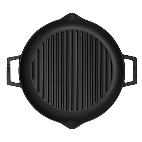 Lava Döküm Yuvarlak Izgara Tava, Metal Kulplu, 26 cm, Siyah