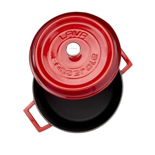 Lava Döküm Yuvarlak Tencere, Trendy, 24 cm, 4.49 L Hacim, Kırmızı