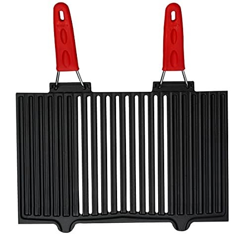 Lava Metal Döküm Mangal Izgarası, Çift Silikon Kulplu, 40 x 25 x 0.7 cm