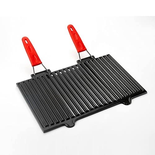 Lava Metal Döküm Mangal Izgarası, Çift Silikon Kulplu, 40 x 25 x 0.7 cm