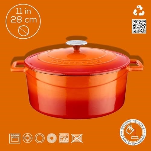 Lava Metal Döküm Yuvarlak Tencere, 28 Cm, Turuncu