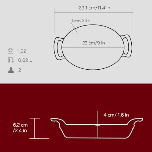 Lava Metal Oval Kuplu Döküm Tava 23x17, Kırmızı - Seçenekler: 23x17, 27x20