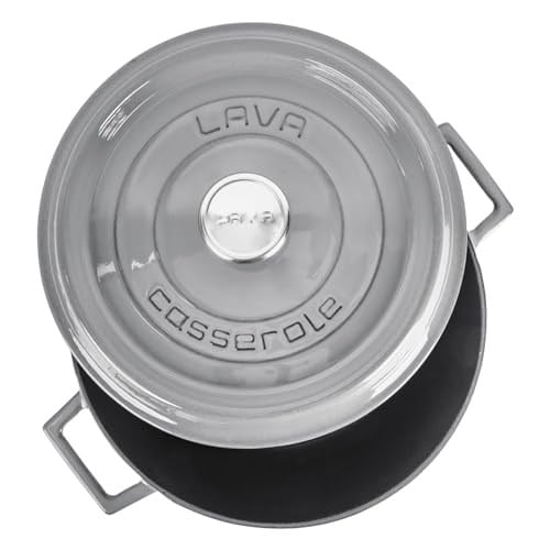 Lava Metal Premium Serisi - Döküm Yuvarlak Tencere, 28 cm, Majolik Gri