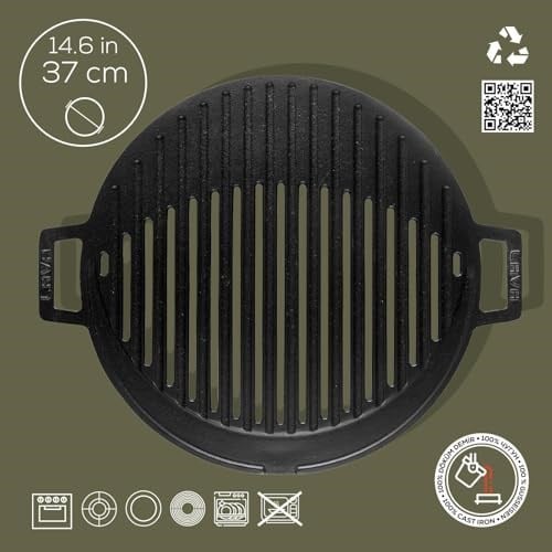 Lava Metal Silikon Kulplu Döküm Mangal Izgarası,22x32 | Demir Döküm Cam Emaye Kaplama