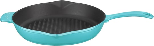 Lava Metal Spring Serisi - Döküm Izgara Tavası, Yuvarlak, 28 cm, Mat Emaye, Parlak Siyah Taban, Sarı