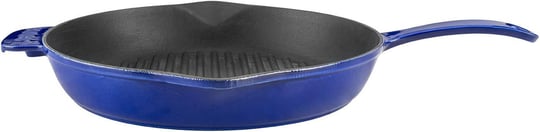 Lava Premium Serisi - Döküm Izgara Tavası, Yuvarlak, 28 cm, Yekpare Saplı, Emaye, Majolik Mor
