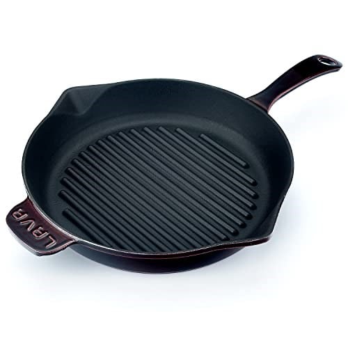 Lava Premium Serisi - Döküm Izgara Tavası, Yuvarlak, 28 cm, Yekpare Saplı, Emaye, Majolik Mor