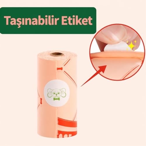 Lavantalı Köpek Dışkı Poşeti – 300 Adet / 20 Rulo, Ekstra Kalın & Dayanıklı, Sızdırmaz, Çevre Dostu (Turuncu)