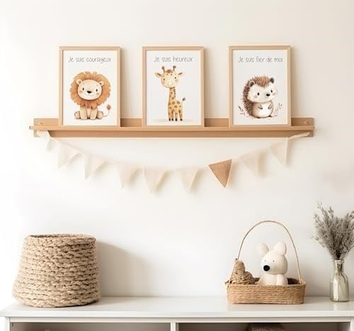 LAVEMA Çocuk poster seti, DIN A4 (21 x 30 cm) bebek odası için duvar dekorasyonu, iddialı resimler, duvar posteri, erkek çocuk duvar posteri, hayvan resimleri,