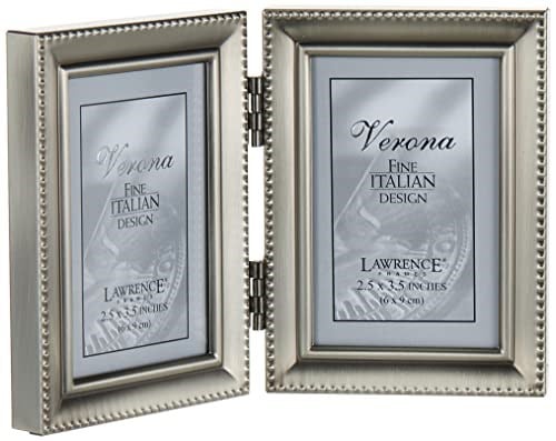 Lawrence Frames Kalay resim çerçevesi, menteşeli, 2 x 3 cm, antik görünüm, inci kenarlı - Seçenekler: 2.5x3.5 Double, 3.5x5, 4x5, 4x6, 4x6 Triple, 5x5...