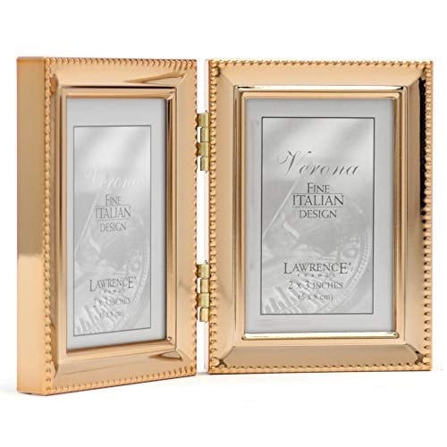 Lawrence Frames Klasik Boncuk Resim Çerçevesi, 2,5x3,5 Çift, Altın, 2 Adet