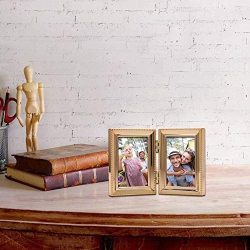 Lawrence Frames Klasik Boncuk Resim Çerçevesi, 2,5x3,5 Çift, Altın, 2 Adet