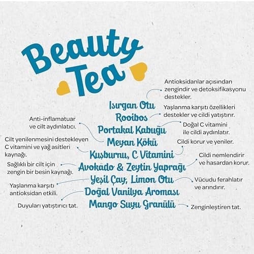 Lazika Güzellik Çayı, Kadınlara Özel, 20 İpeksi Biyobozunur Poşet, Doğal Bitki Çayı, Yeşil Çay, Limon Otu, Portakal Kabuğu, C Vitamini