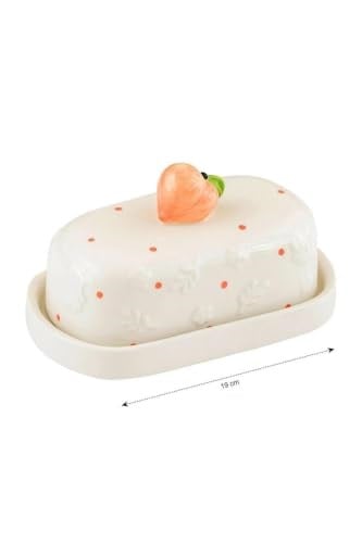 LC Waikiki Beyaz Seramik Tereyağlık, Kapaklı, 19 cm, Çok Renkli