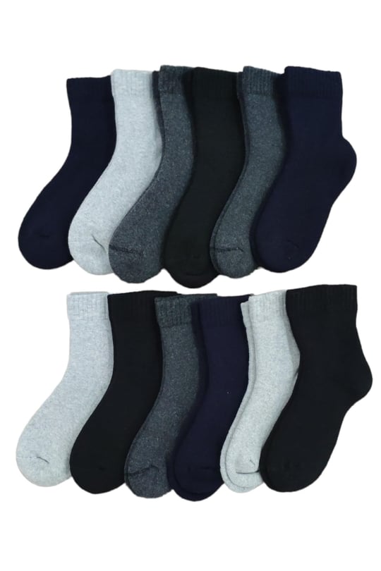 Leement socks Çocuk 12 Çift Kalın Havlu Termal Çorap Burun Dikişsiz Premium Seri Asorti -2