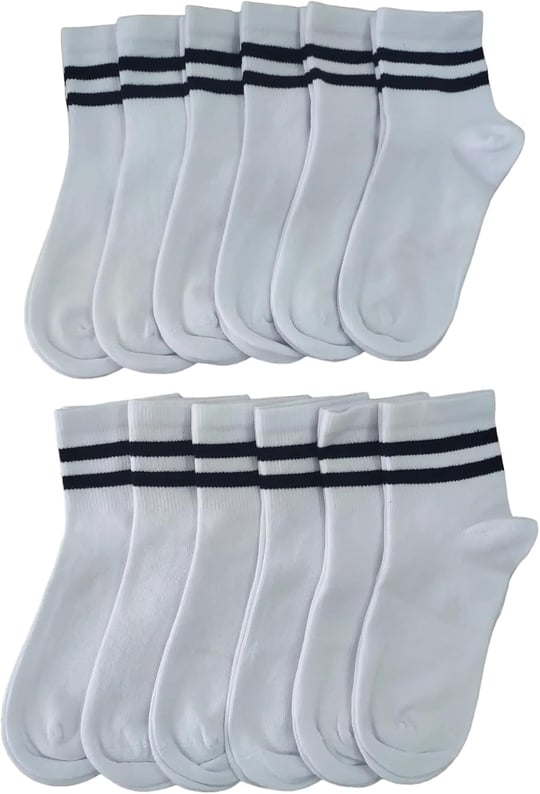 Leement socks Çocuk 12 Çift Kolej Yarım Konç Çorap Premium Seri Burun Dikişsiz Pamuklu beyaz -1 - Seçenekler: 3-4 Yıl, 5-6 Yıl, 7-8 Yıl, 9-10 Yıl, 11-12 Yıl, 13-14 Yıl