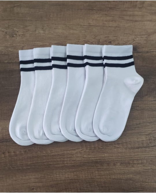 Leement socks Çocuk 6 Çift Kolej Yarım Konç Çorap Premium Seri Burun Dikişsiz Pamuklu beyaz -1