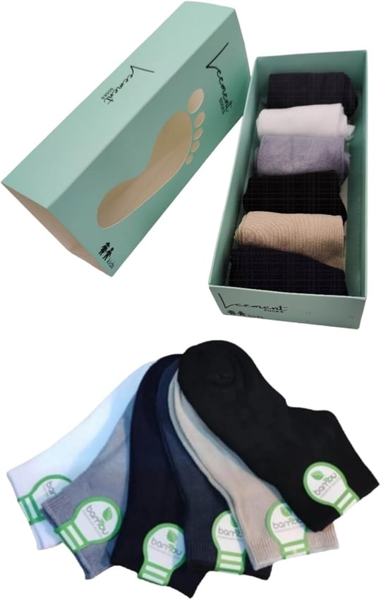 Leement socks Çocuk 6 Çift Yazlık Bambu Patik Çorap Dikişsiz Burun Esnek Asorti -1
