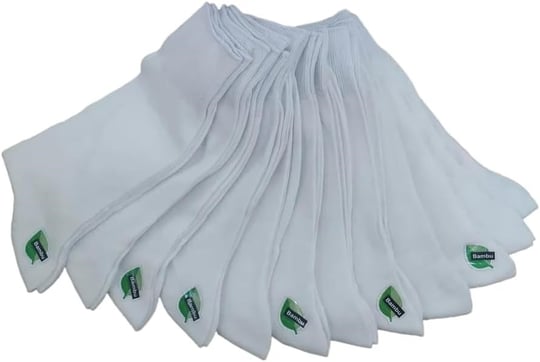 Leement socks Erkek 12 Çift Ince Yazlık Bambu Klasik Çorap beyaz -1