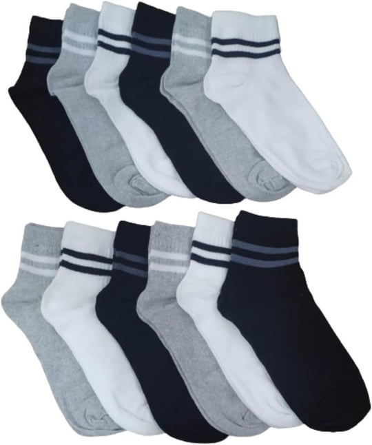 Leement socks Erkek 12 Çift Yarım Konç Spor Çorap Ekonomik siyah -1