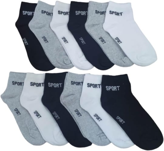 Leement socks Erkek 12 Çift Yarım Konç Spor Çorap Ekonomik siyah -1