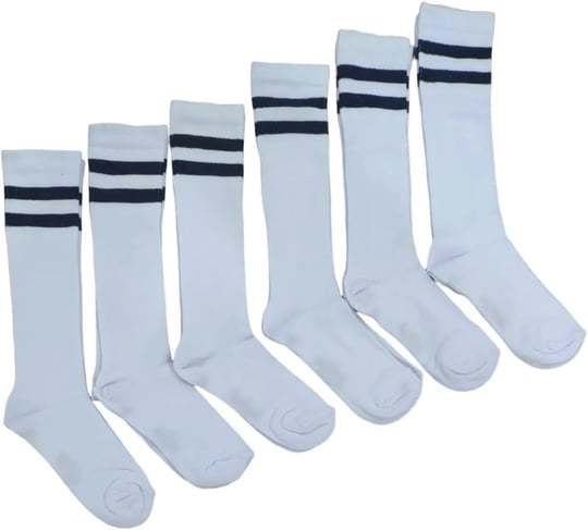 Leement socks Kız Çocuk Dizaltı Okul Çorap Pamuklu 6 Çift Beyaz -1