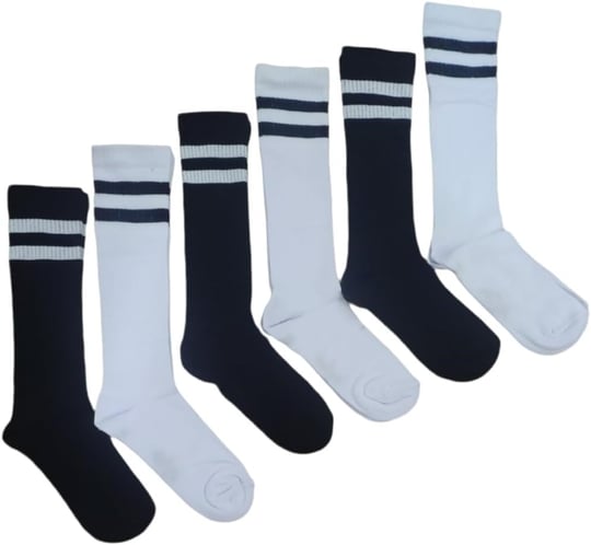 Leement socks Kız Çocuk Dizaltı Okul Çorap Pamuklu 6 Çift Beyaz -1