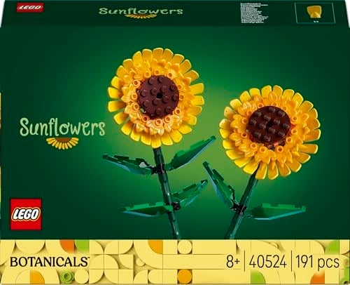 LEGO Botanicals Ayçiçeği 40524 | 8 Yaş ve Üzeri Çocuklar için Ayarlanabilir Saplı 2 Ayçiçeği İçeren Oyuncak Yapım Seti, Doğum Günü Hediyesi (191 Parça)