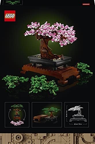 LEGO Botanicals Bonsai Ağacı 10281 – Yetişkinler için Yeşil Yapraklar veya Pembe Çiçeklerle Oluşturulabilen Değiştirilebilir Parçalar İçeren Model Yapım Seti, Sevgililer Günü Hediye Fikri (878 Parça)